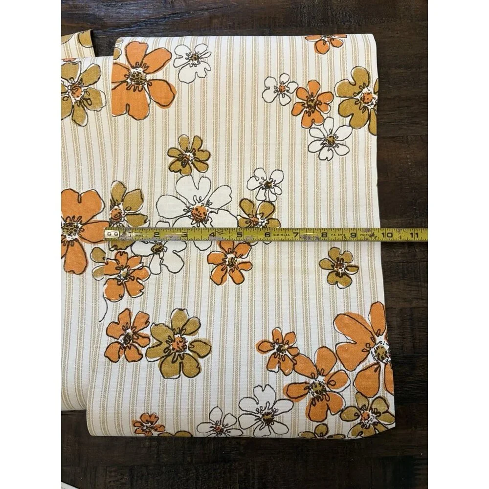Vintage Floral Striped Wallpaper 1960s 1970s Not Full Roll- See Details
